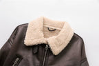 2024 New Woman'S Fashion Thick Warm Faux Shearling Jacket Coat Vintage Long Sleeve Belt Hem Female Outerw