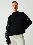 Focus Oversized Trui met Opstaande Kraag