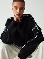 Focus Oversized Trui met Opstaande Kraag