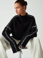 Focus Oversized Trui met Opstaande Kraag