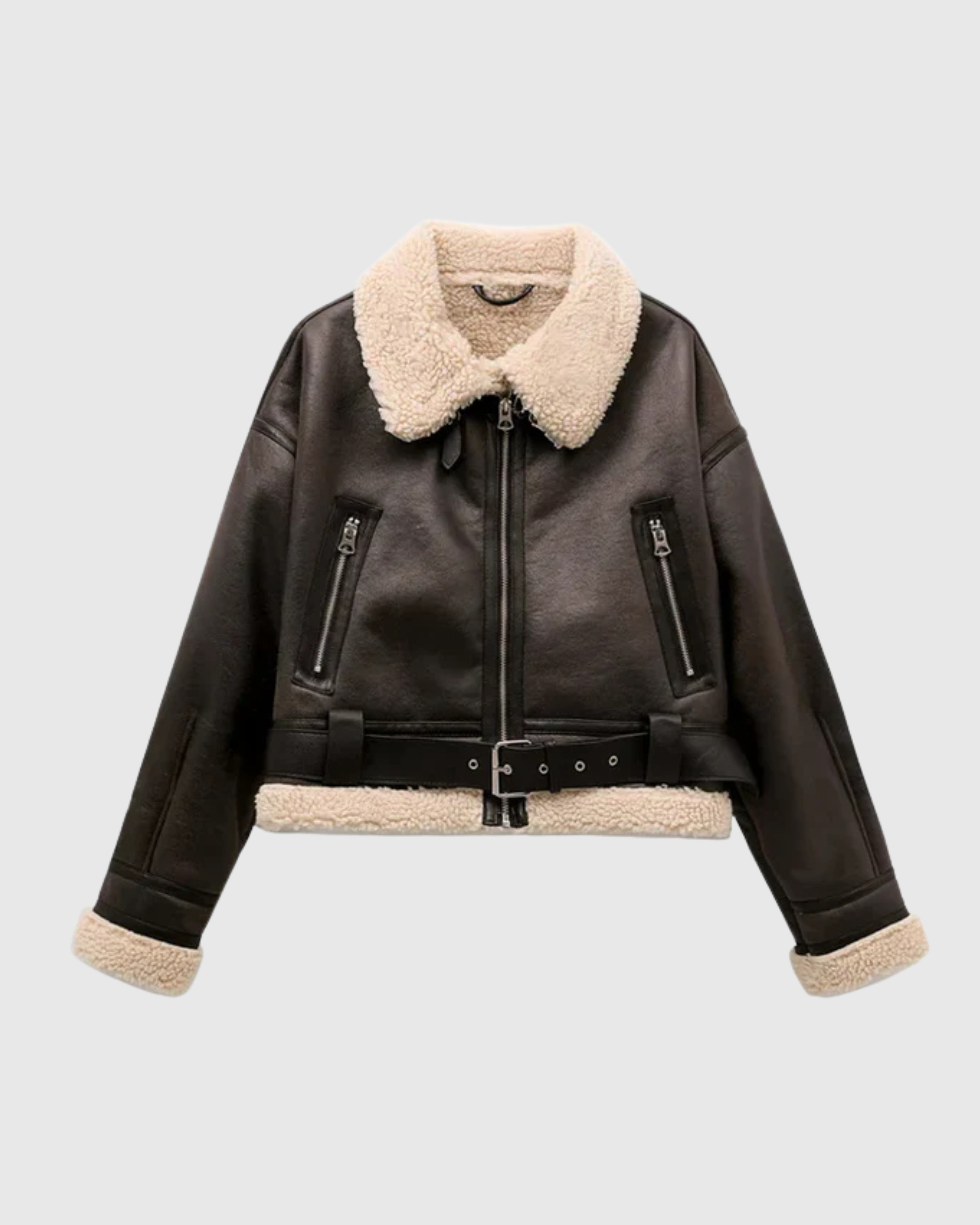 Dames faux shearling jas